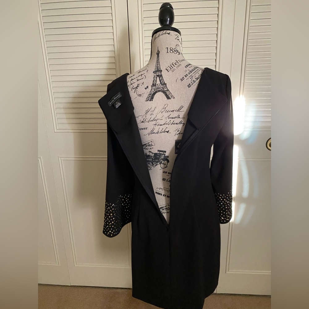 Jessica Howard black shift dress wide bell sleeve studs - Picture 4 of 17
